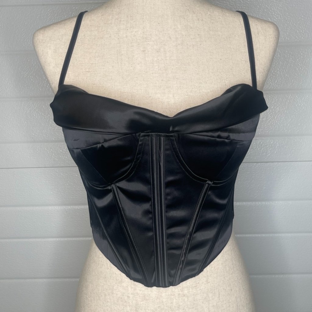 Black Silky Bustier Black